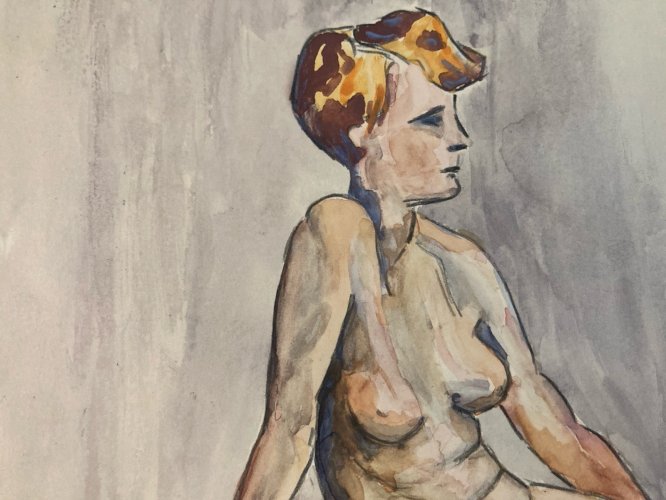 Dessin Femme Nue Art Nu Gouache Aquarelle Fauve Corps 1940 Fauvisme Papier