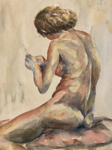 Dessin Femme Nue Nu Art Gouache Aquarelle Corps 1940 Fauve Fauvisme Papier