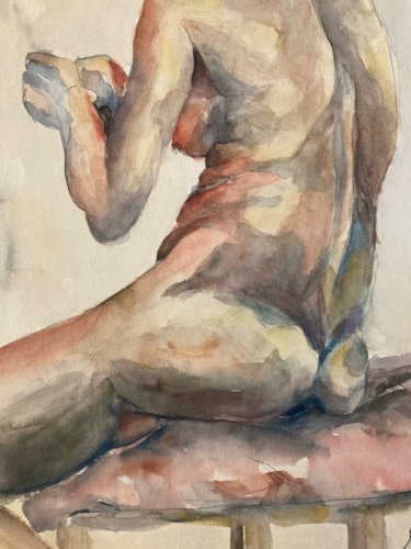 Dessin Femme Nue Nu Art Gouache Aquarelle Corps 1940 Fauve Fauvisme Papier