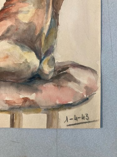 Dessin Femme Nue Nu Art Gouache Aquarelle Corps 1940 Fauve Fauvisme Papier