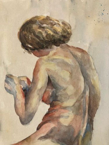 Dessin Femme Nue Nu Art Gouache Aquarelle Corps 1940 Fauve Fauvisme Papier