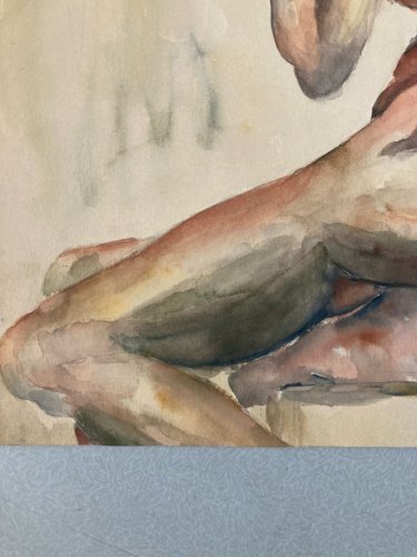 Dessin Femme Nue Nu Art Gouache Aquarelle Corps 1940 Fauve Fauvisme Papier