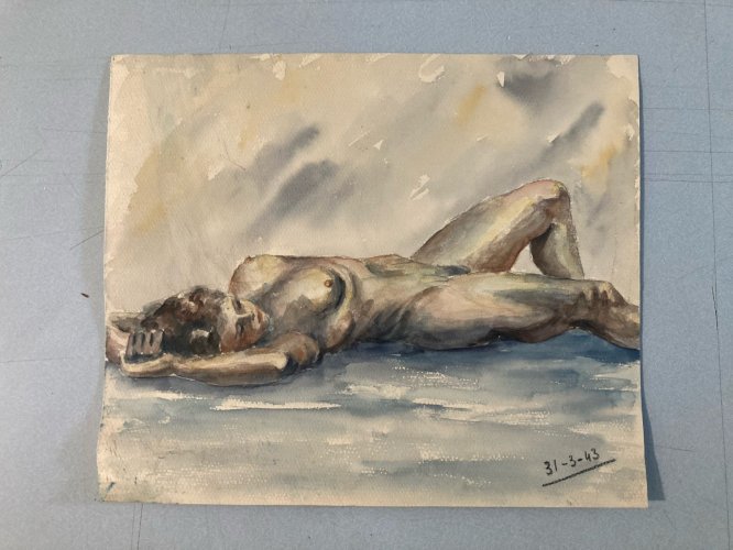 Dessin Femme Nue Nu Art Gouache Aquarelle Corps 1940 Fauvisme Papier Fauve