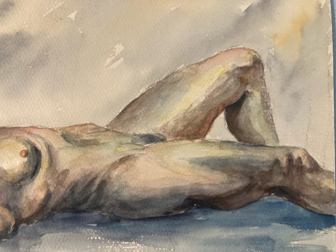 Dessin Femme Nue Nu Art Gouache Aquarelle Corps 1940 Fauvisme Papier Fauve