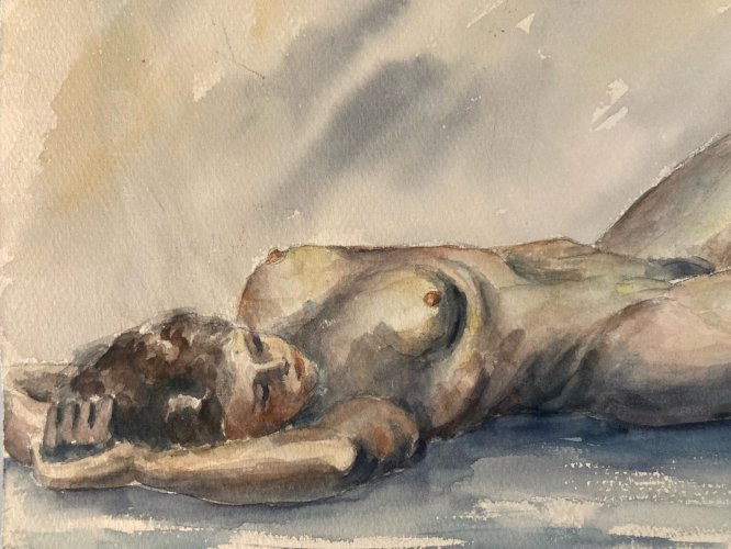 Dessin Femme Nue Nu Art Gouache Aquarelle Corps 1940 Fauvisme Papier Fauve