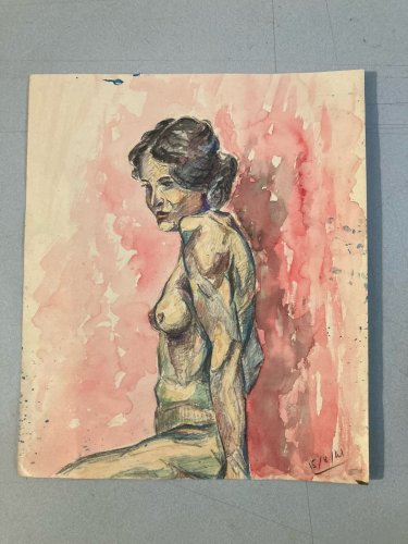 Dessin Femme Nue Nu Gouache Aquarelle Corps 1940 Fauve Fauvisme Papier Art