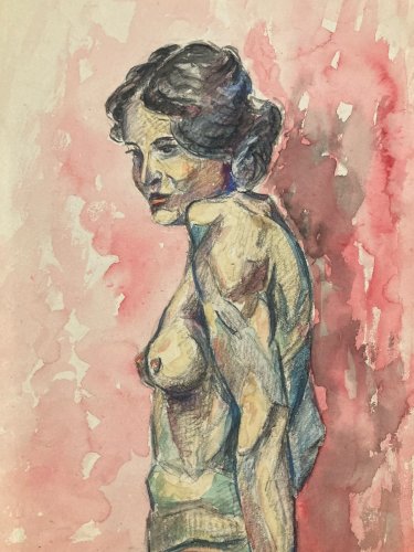 Dessin Femme Nue Nu Gouache Aquarelle Corps 1940 Fauve Fauvisme Papier Art