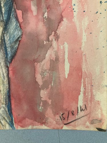 Dessin Femme Nue Nu Gouache Aquarelle Corps 1940 Fauve Fauvisme Papier Art
