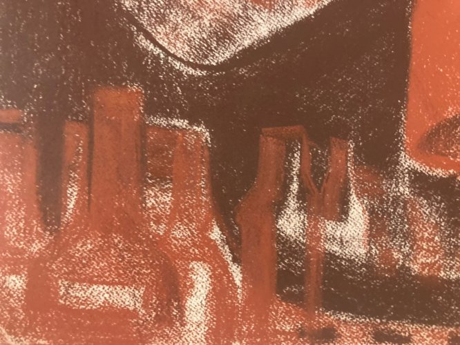Dessin Fusain 1970 Nature Morte A Identifier Bouteille Pot Art Cuisine