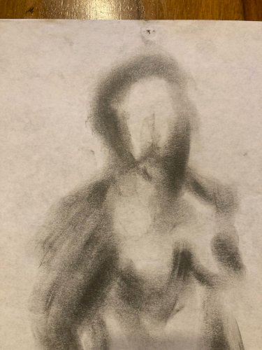Dessin Fusain 1980 Corps Nue Erotique Femme Art A Identifier Nu XXe