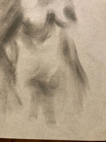 Dessin Fusain 1980 Corps Nue Erotique Femme Art A Identifier Nu XXe