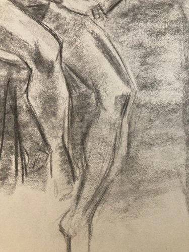 Dessin Fusain Femme Noire Nue Erotique Cubiste Post Cubisme Papier 1960