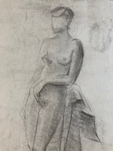 Dessin Fusain Femme Nu Nue Erotique Cubiste Post Cubisme Papier 1960 Art