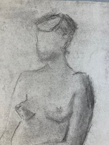 Dessin Fusain Femme Nu Nue Erotique Cubiste Post Cubisme Papier 1960 Art
