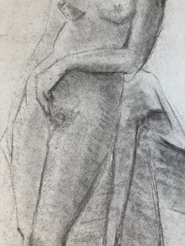 Dessin Fusain Femme Nu Nue Erotique Cubiste Post Cubisme Papier 1960 Art