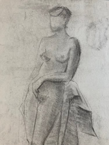 Dessin Fusain Femme Nu Nue Erotique Cubiste Post Cubisme Papier 1960 Art