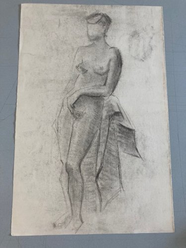 Dessin Fusain Femme Nu Nue Erotique Cubiste Post Cubisme Papier 1960 Art
