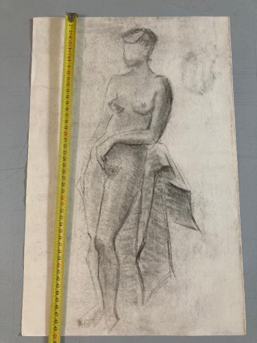 Dessin Fusain Femme Nu Nue Erotique Cubiste Post Cubisme Papier 1960 Art