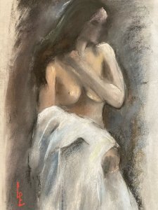 Dessin Fusain Femme Papier classique 1970 étude Art Atelier A Identifier