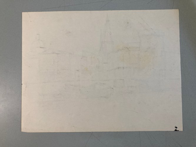 Dessin Fusain La Rochelle Cubiste Post Cubisme Papier 1960 Art Pêche Bateau