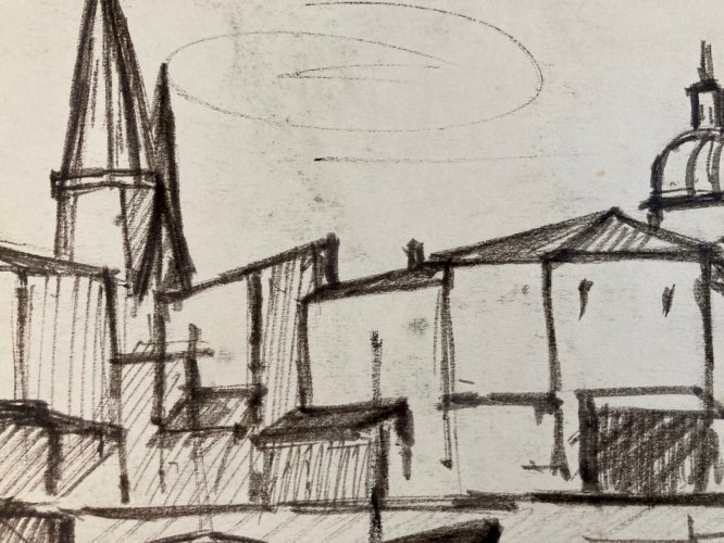 Dessin Fusain La Rochelle Cubiste Post Cubisme Papier 1960 Art Pêche Bateau