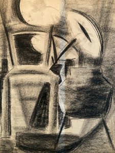Dessin Fusain Nature Morte Constructivisme 1950 Cubisme Art Cubiste Drawing Old