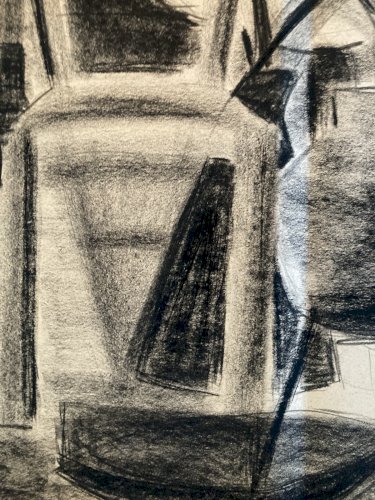 Dessin Fusain Nature Morte Constructivisme 1950 Cubisme Art Cubiste Drawing Old