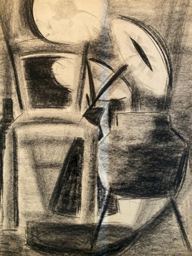 Dessin Fusain Nature Morte Constructivisme 1950 Cubisme Art Cubiste Drawing Old