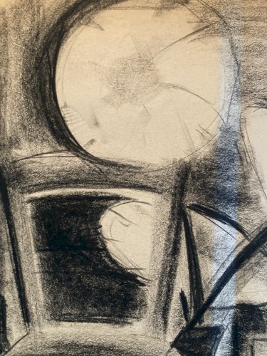 Dessin Fusain Nature Morte Constructivisme 1950 Cubisme Art Cubiste Drawing Old