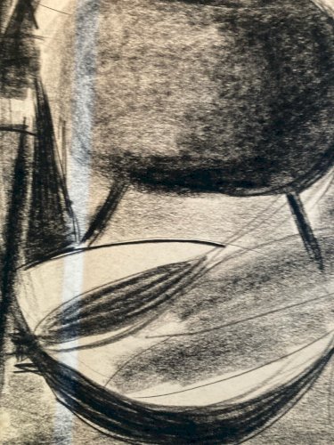 Dessin Fusain Nature Morte Constructivisme 1950 Cubisme Art Cubiste XXe Fleur