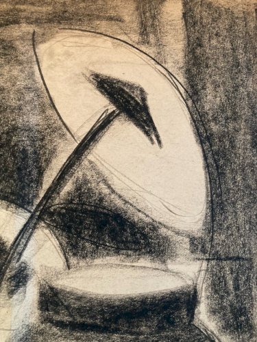 Dessin Fusain Nature Morte Constructivisme 1950 Cubisme Art Cubiste XXe Fleur