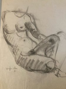 Dessin Fusain Papier Femme 1929 Erotique étude Jean Dreyfus Stern Danse art
