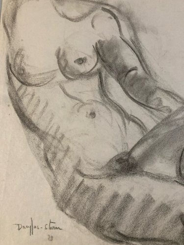 Dessin Fusain Papier Femme 1929 Erotique étude Jean Dreyfus Stern Danse art