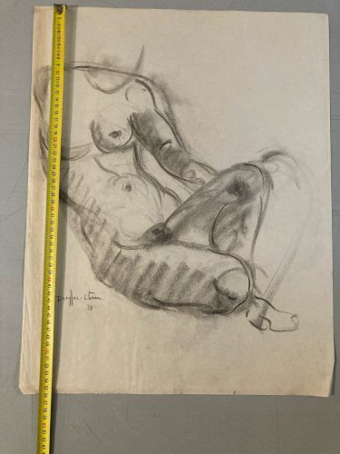 Dessin Fusain Papier Femme 1929 Erotique étude Jean Dreyfus Stern Danse art
