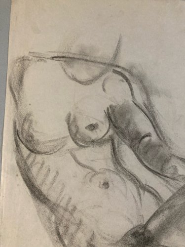 Dessin Fusain Papier Femme 1929 Erotique étude Jean Dreyfus Stern Danse art