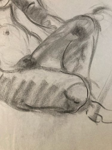 Dessin Fusain Papier Femme 1929 Erotique étude Jean Dreyfus Stern Danse art