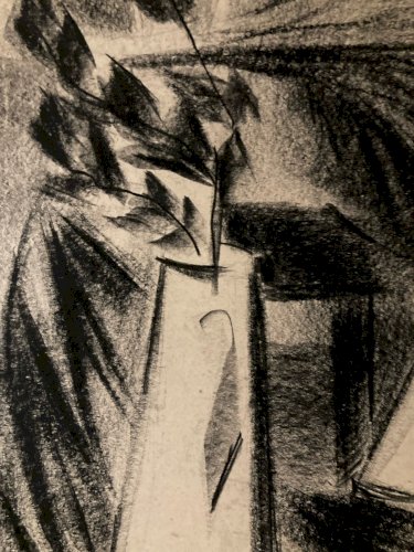 Dessin Fusain Papier Nature Morte Constructivisme 1950 Cubisme Art Cubiste XXe