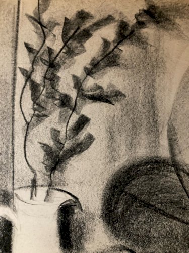 Dessin Fusain Papier Nature Morte Constructivisme 1950 Cubisme Cubiste Ancien