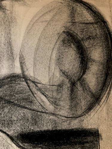 Dessin Fusain Papier Nature Morte Constructivisme 1950 Cubisme Cubiste Ancien