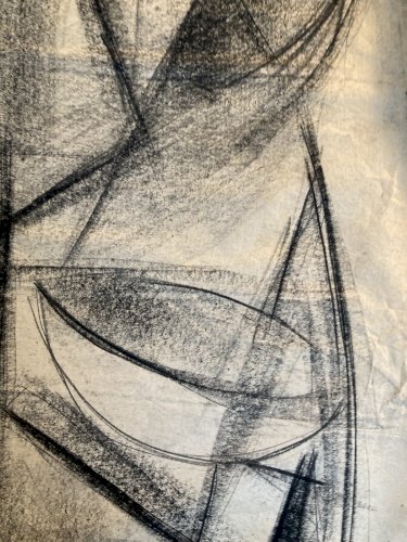 Dessin  Fusain Papier Nature Morte Constructivisme 1950 Cubisme Ecole Russe Art