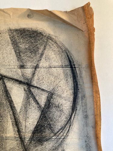 Dessin  Fusain Papier Nature Morte Constructivisme 1950 Cubisme Ecole Russe Art