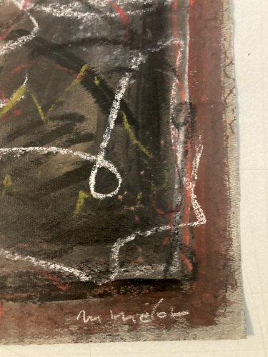 Dessin Fusain Peintre Marcel Melot Abstraction Expressionnisme Art Abstrait 1980