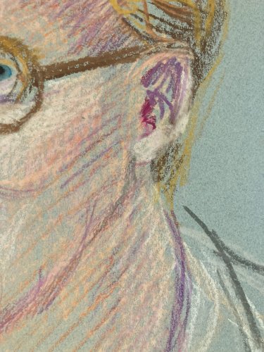 Dessin Fusain  portrait Homme Tête Visage Art Contemporain 1980 Buste