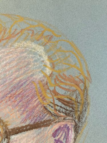 Dessin Fusain  portrait Homme Tête Visage Art Contemporain 1980 Buste