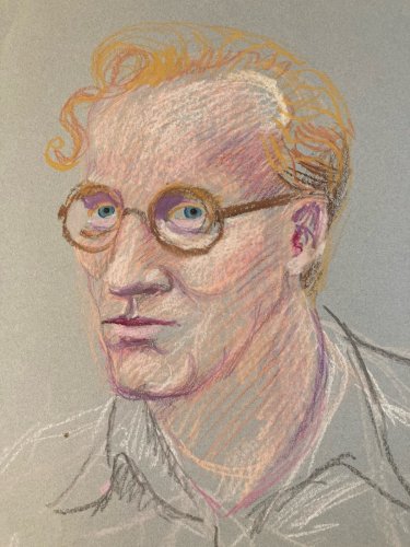 Dessin Fusain  portrait Homme Tête Visage Art Contemporain 1980 Buste