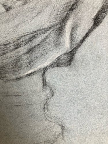 dessin fusain XIXe Barbe tete buste Homme Sculpté a identifier Ancien