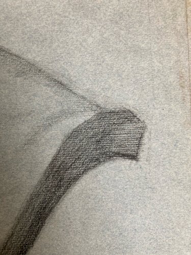 dessin fusain XIXe Pied tete buste Femme Sculpture a identifier Ancien