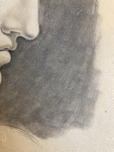 dessin fusain XIXe tete buste Femme Sculpture a identifier Ancien Tête