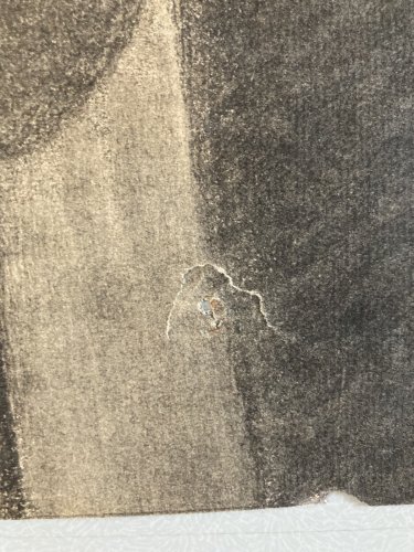 dessin fusain XIXe tete buste sur chevale￼t homme voltaire houdo art