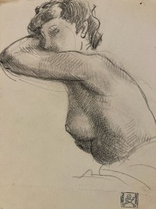 Drawing by Georges Deniker The Youngest French Cubist Nude Woman 1940